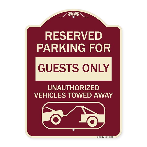 Reserved Parking for Guests Only Unauthorized Vehicles Towed Away With Tow Away Grap, BU-1824-23100